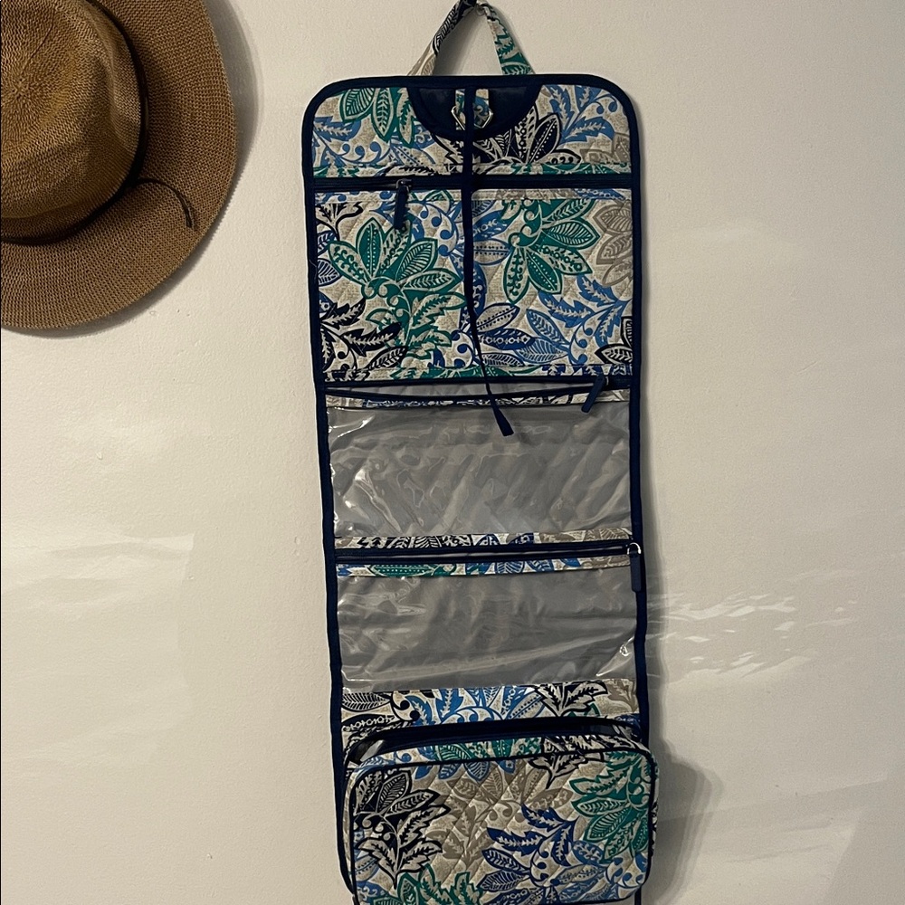 Hanging Travel Organizer Bag in Blue & Green Floral